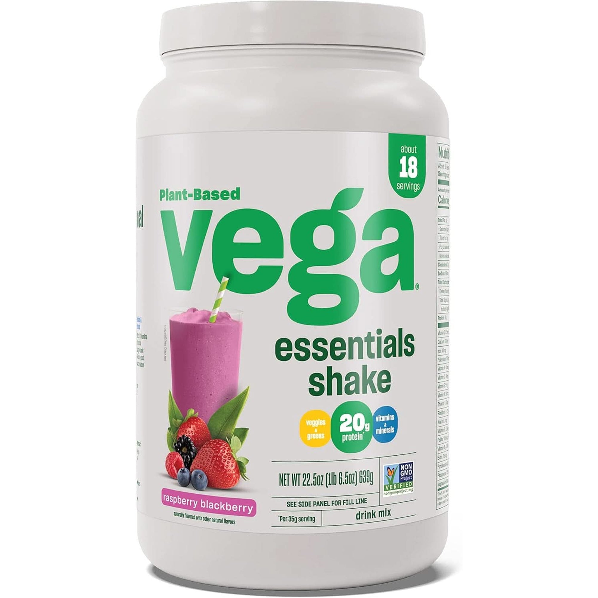 Vega Original Protein Powder, Creamy Vanilla Plant Based Protein Drink Mix for Water, Milk and Smoothies, 32.5 Oz