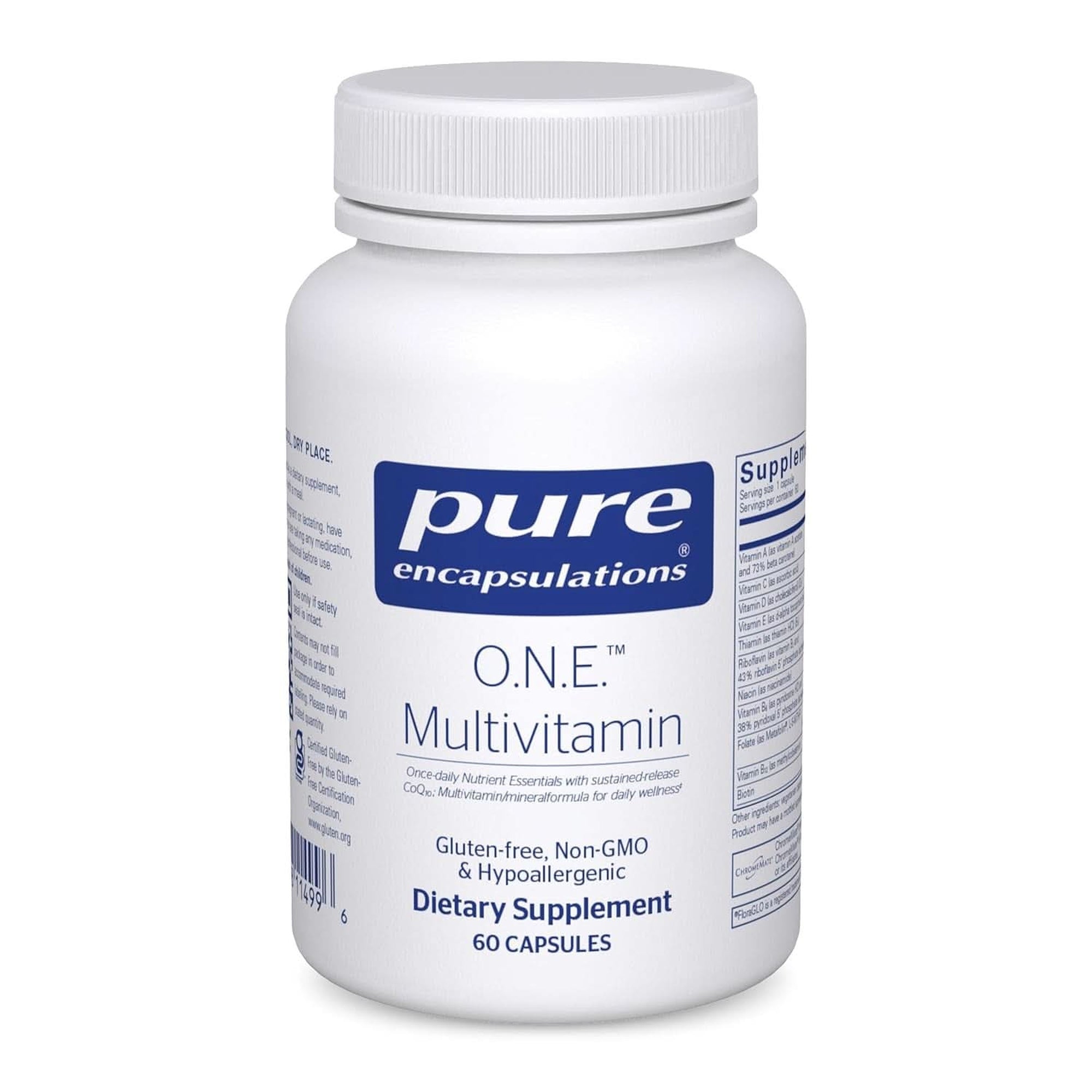 Pure Encapsulations O.N.E. Multivitamin - Once Daily Multivitamin with Antioxidant Complex Metafolin, Coq10, and Lutein to Support Vision, Cognitive Function, and Cellular Health* - 30 Capsules