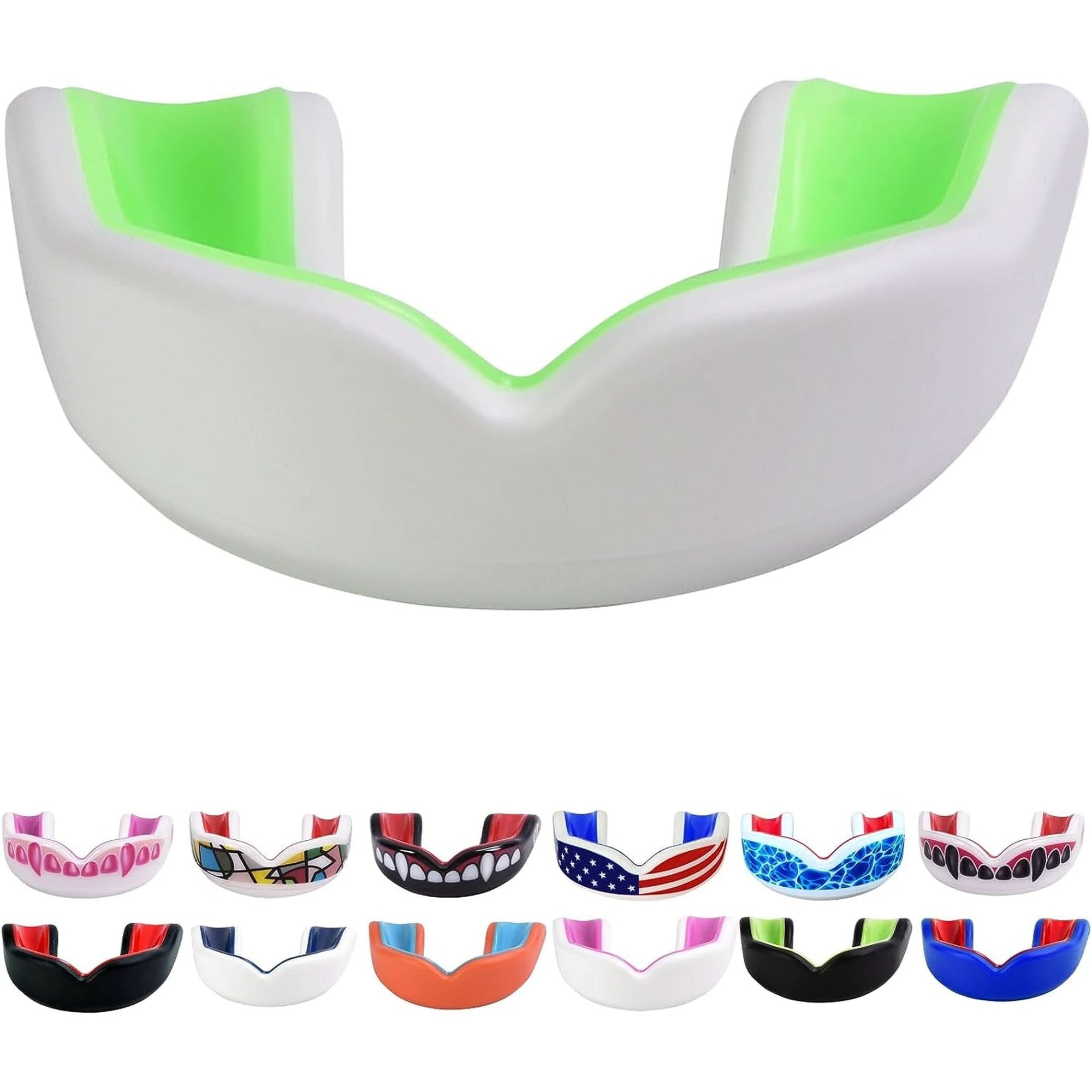 Sports Youth Mouth Guard for Kids USA Flag & Fangs & 20 Best Colors to Choose From - Youth Mouthguard Football, MMA, Karate, Flag Football, Rugby, Boxing, BJJ /W Case Youth, Strapless