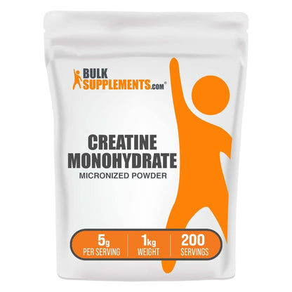 Bulksupplements.Com Creatine Monohydrate Powder - Creatine Supplement, Micronized Creatine 1Kg, Creatine Powder - Unflavored & Gluten Free, 5G (5000Mg) per Servings, 1Kg (2.2 Lbs) (Pack of 1)