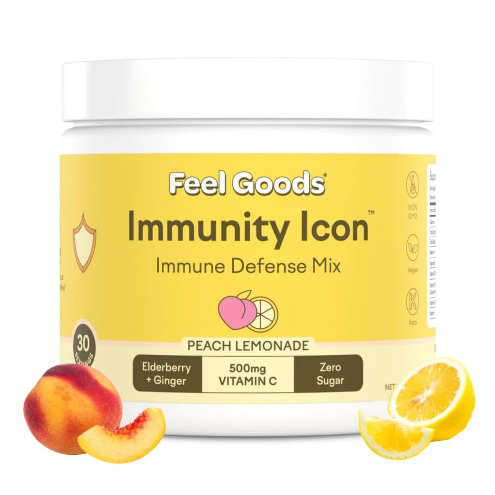 Feel Goods Immunity Icon, Zero Sugar, Vitamin C, A, B, D, E & Zinc, Organic Elderberry, Ashwagandha, Drink Mix Powder, Vegan, Non GMO, Caffeine & Gluten Free | Wild Berry, 30 Servings