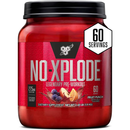 BSN N.O.-XPLODE Pre Workout Supplement with Creatine, Beta-Alanine, and Energy, Flavor: Fruit Punch, 60 Servings