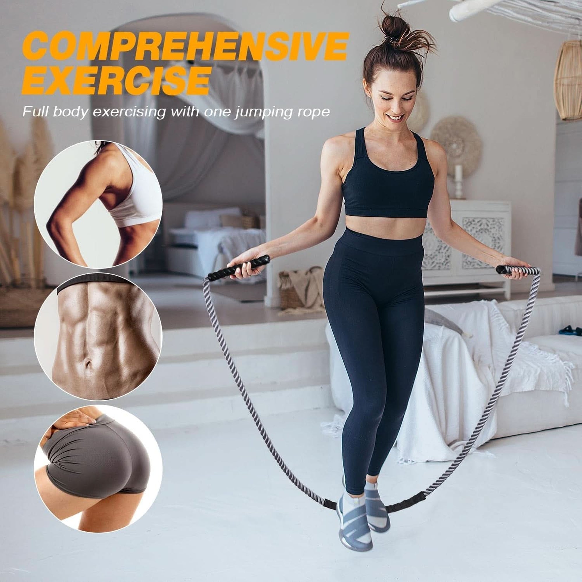 Weighted Jump Rope, Exercise Jumprope for Adults with Comfortable Grip & Carry Bag - Best Heavy Weight Flow Ropes for Working Out to Improve Stamina, Strength & Total Body Fitness