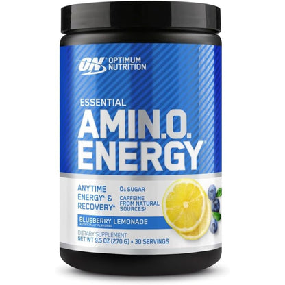 Optimum Nutrition Amino Energy - Pre Workout with Green Tea, BCAA, Amino Acids, Keto Friendly, Green Coffee Extract, Energy Powder - Blue Raspberry, 30 Servings (Packaging May Vary)