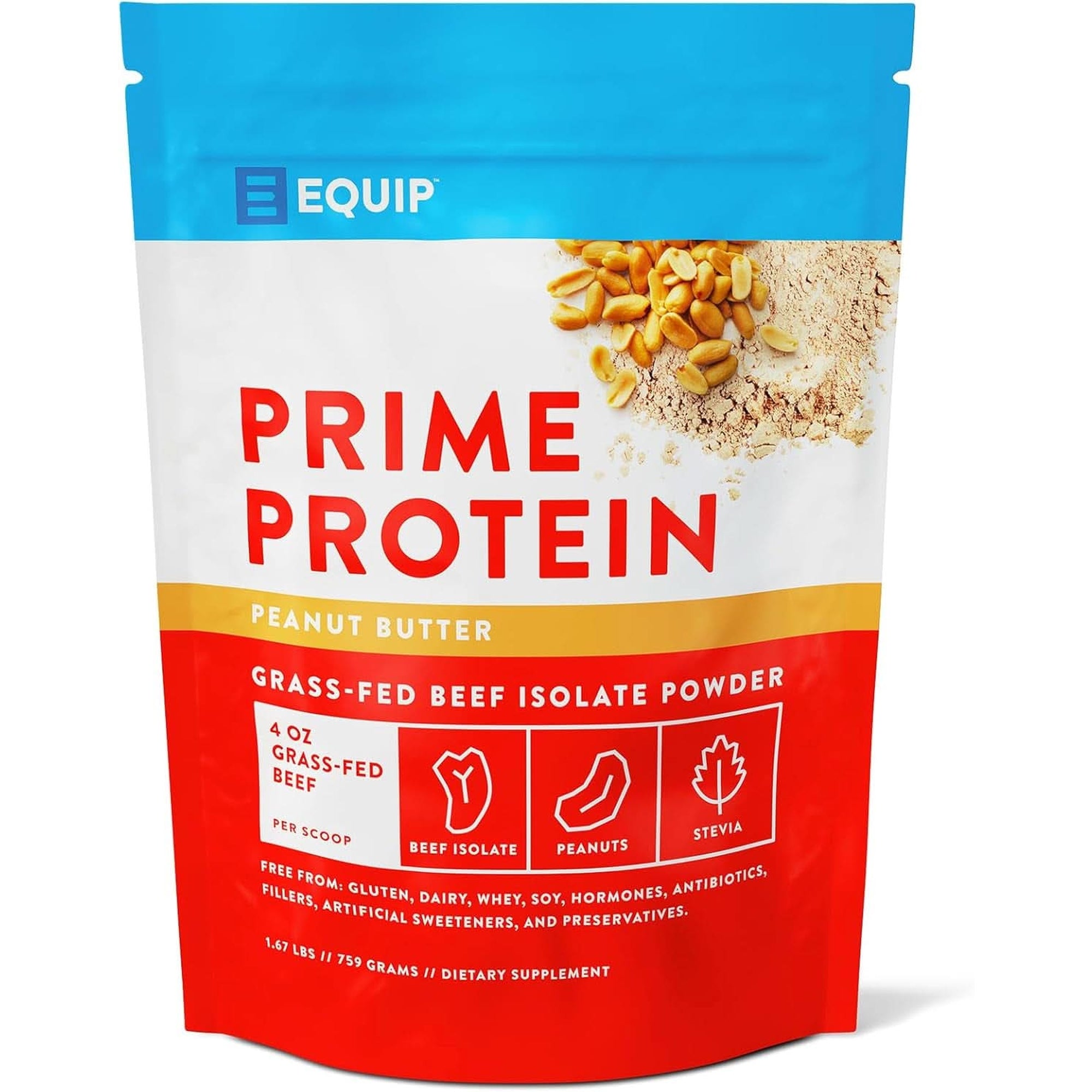 Equip Foods Prime Protein Powder | Clean, Grass Fed Beef Protein Isolate | Carnivore Protein Powder | Paleo, Keto Friendly | Gluten, Dairy Free | Helps Build & Repair Tissue | 30 Servings, Chocolate