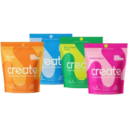 Create Creatine Monohydrate Gummies for Men & Women, Boost Focus, Strength, and Endurance, Anti-Melting Formula, Vegan, Gluten-Free, Non-Gmo, 1.5G of Creatine per Gummy (Orange, 90 Ct)