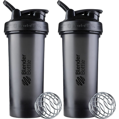 Blenderbottle Classic V2 Shaker Bottle Perfect for Protein Shakes and Pre Workout, 28-Ounce, Black, 2 Pack