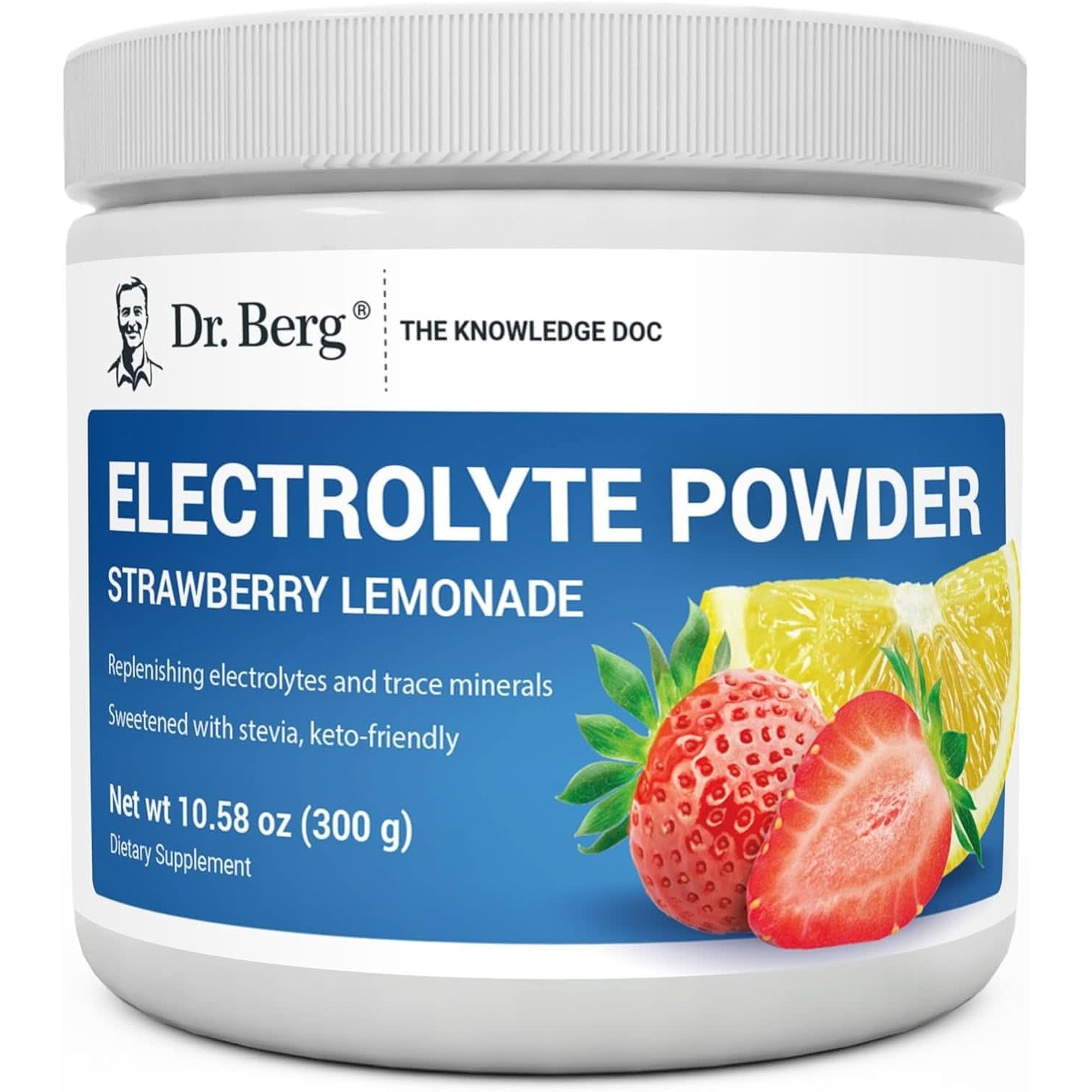 Dr. Berg Zero Sugar Hydration Keto Electrolyte Powder - Enhanced W/ 1000 Mg of Potassium & Real Pink Himalayan Salt (NOT Table Salt) - Raspberry & Lemon Flavor Hydration Drink Supplement, 100 Servings