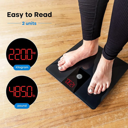 GE Bathroom Scale Body Weight: Digital BMI Weight Balance Scales FSA HSA Eligible Heavy Duty Measuring Scale for People Accurate Bluetooth Weighing Scale Electronic Weigh Scales, Black