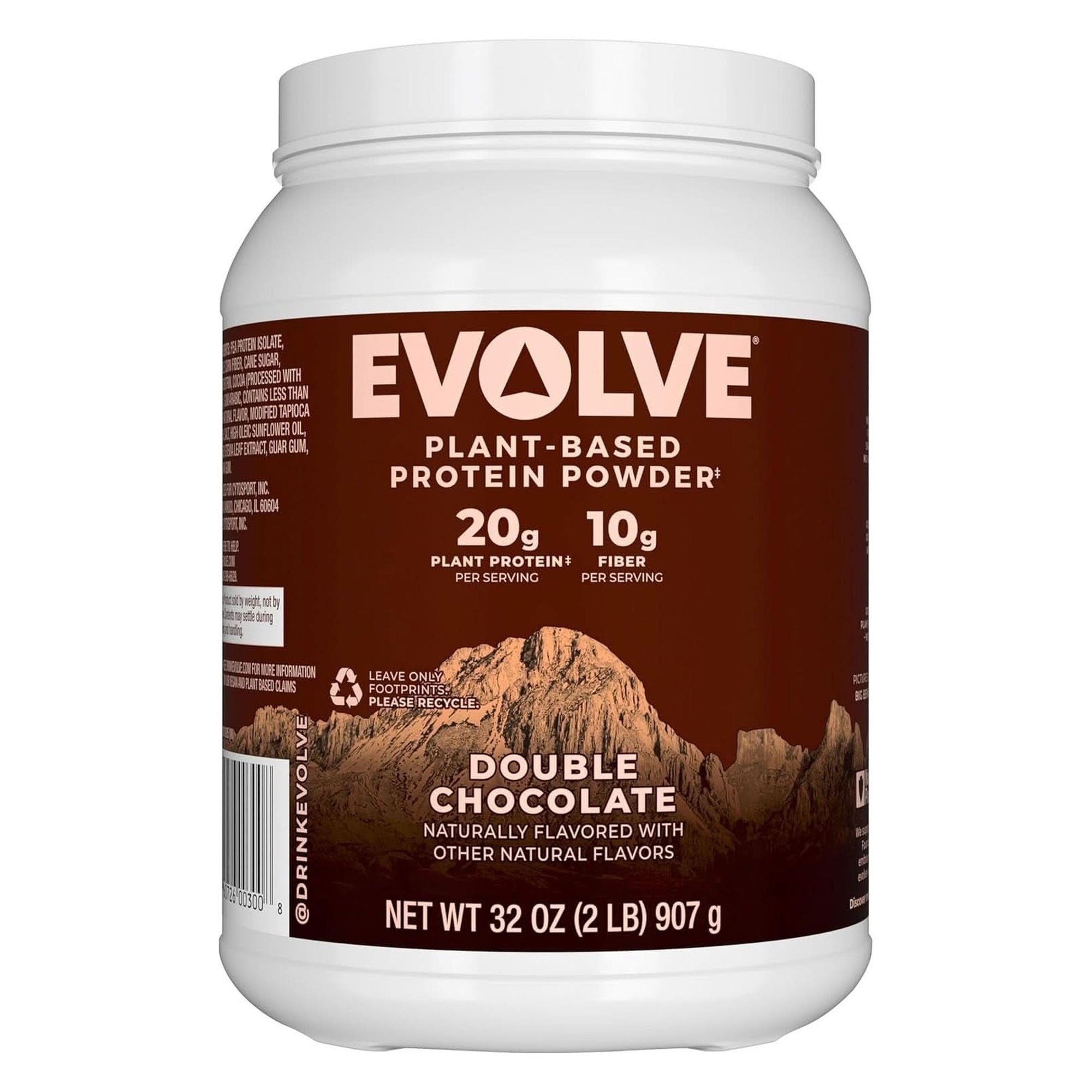 Evolve Plant Based Protein Powder, Double Chocolate, 20G Vegan Protein, Dairy Free, No Artificial Flavors, Non-Gmo, 3G Fiber, Amazon Exclusive, 2 Pound (Packaging May Vary)