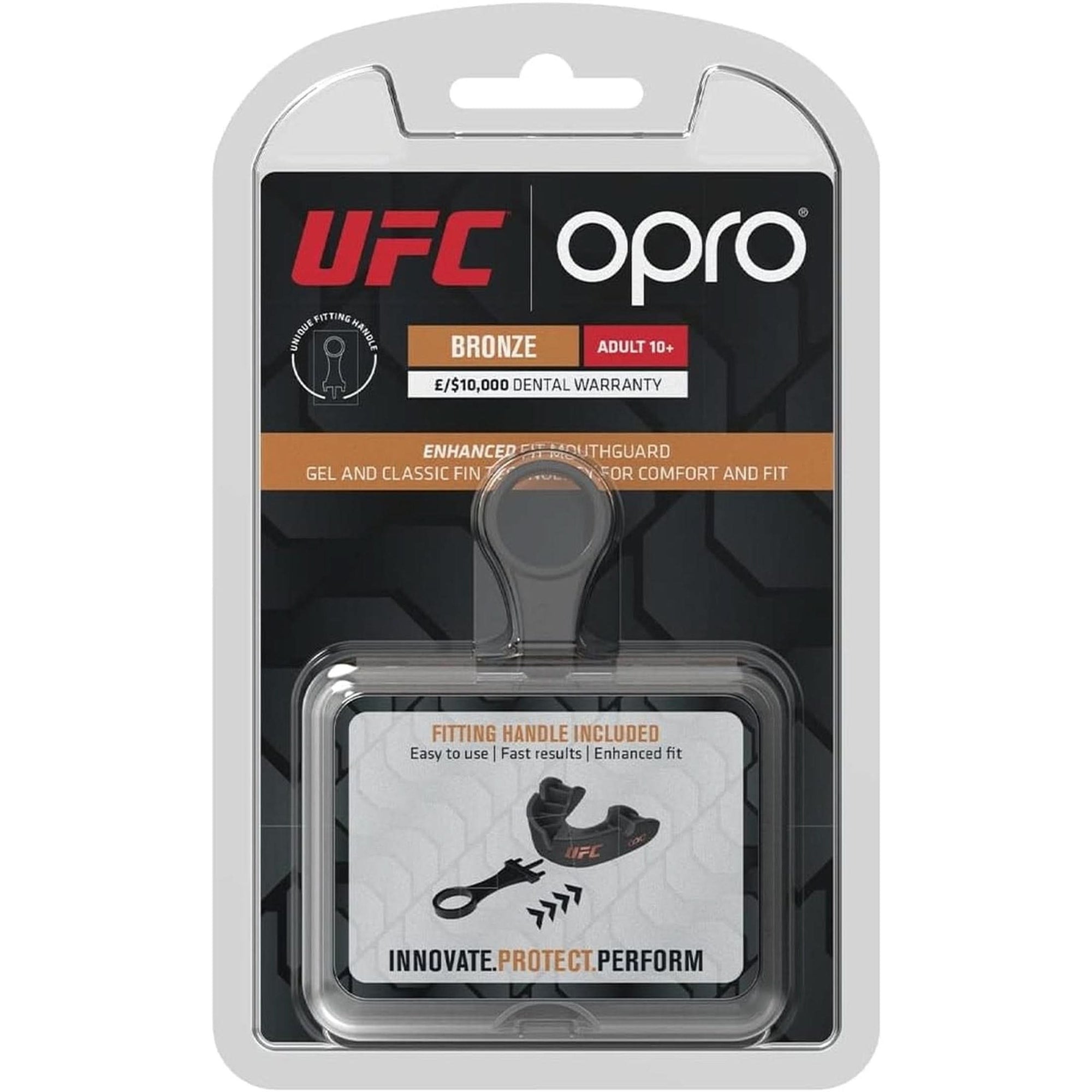 OPRO Bronze Level UFC Adult and Youth Sports Mouthguard with Case and Fitting Device, Gum Shield for UFC, MMA, Boxing, BJJ and Other Combat Sports Black, Adult