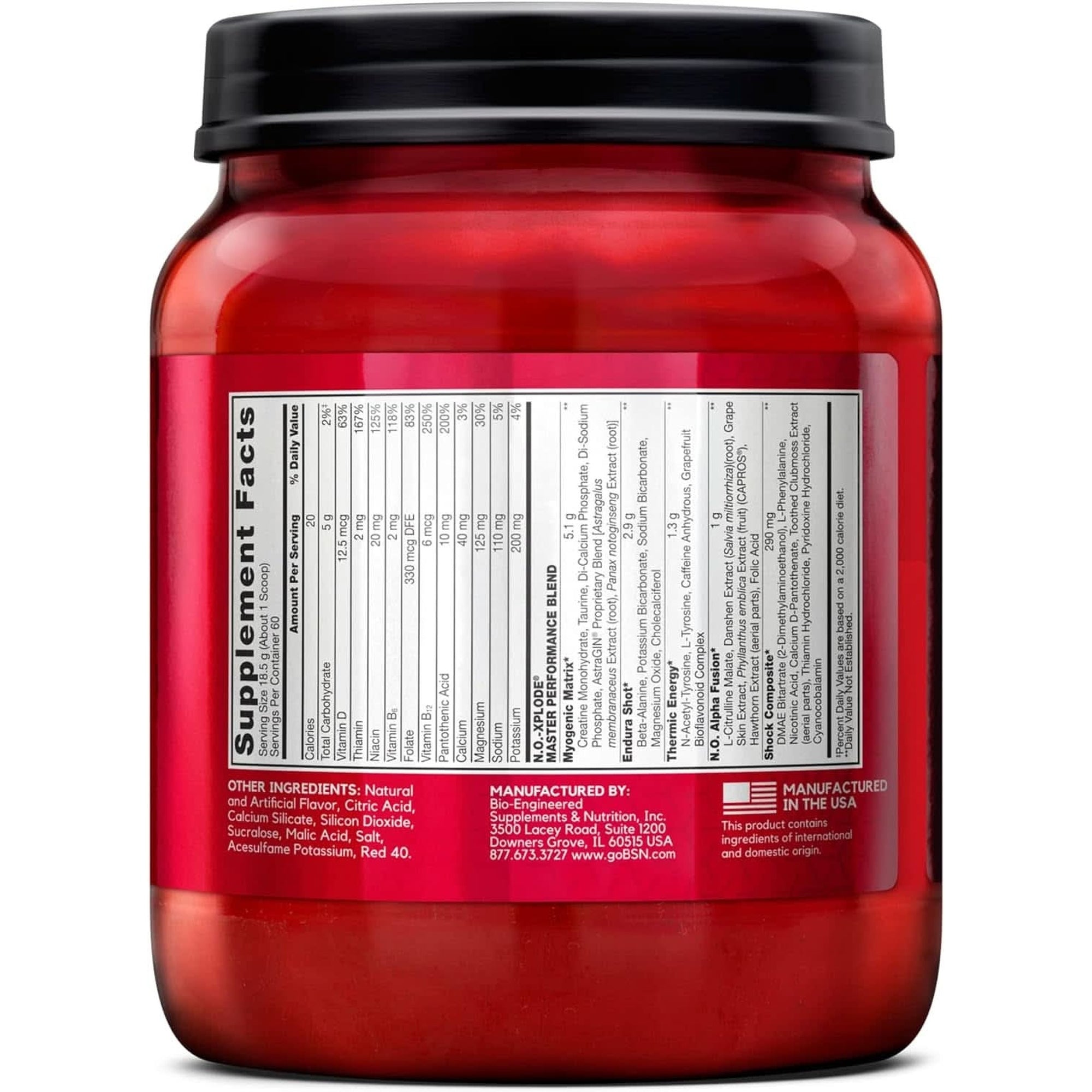 BSN N.O.-XPLODE Pre Workout Supplement with Creatine, Beta-Alanine, and Energy, Flavor: Fruit Punch, 60 Servings