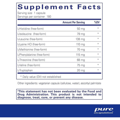 Pure Encapsulations Essential Amino Acids - Muscle Recovery Support & Health* - with Leucine, Threonine & Tryptophan - 180 Capsules