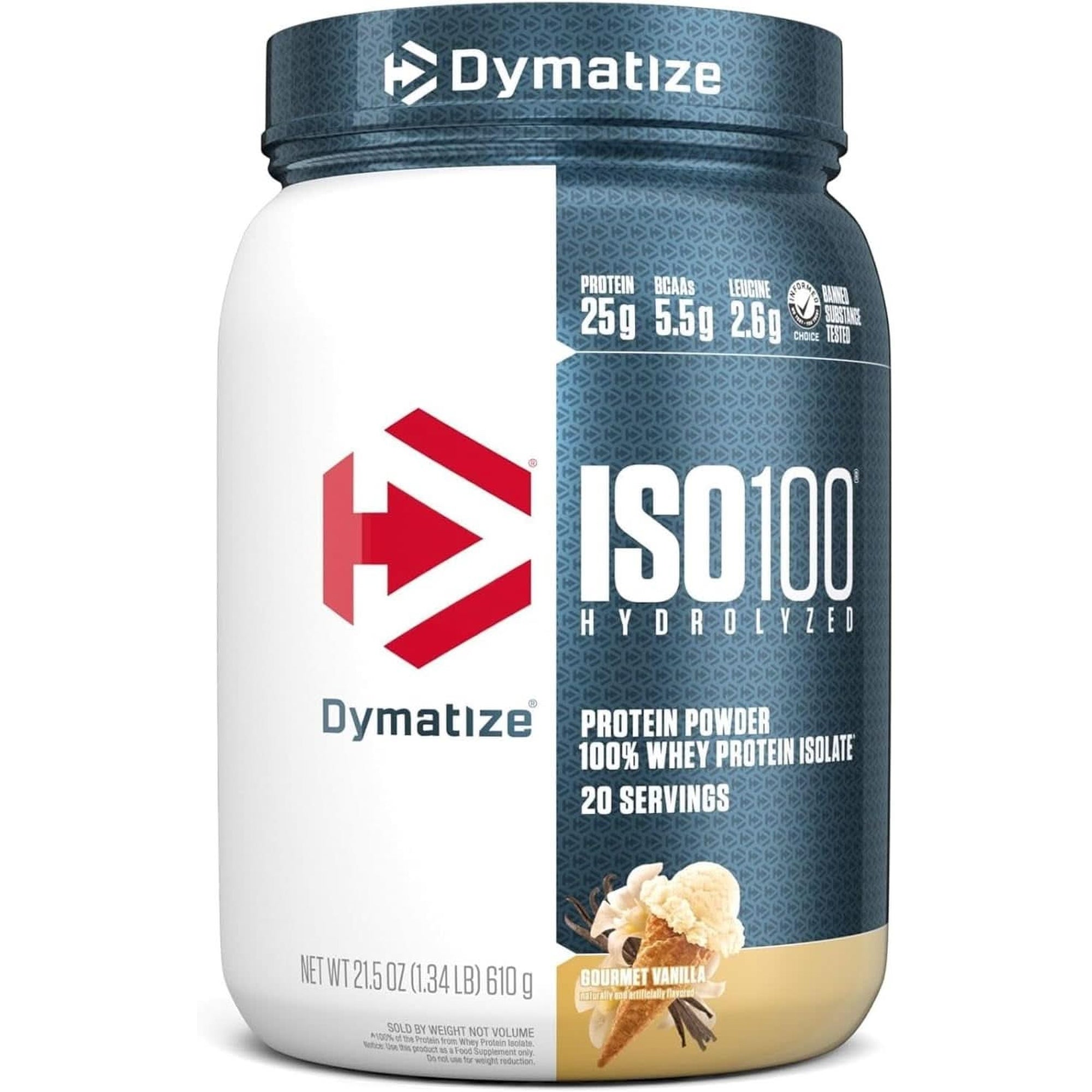 Dymatize ISO 100 Whey Protein Powder with 25G of Hydrolyzed 100% Whey Isolate, Gluten Free, Fast Digesting, Gourmet, 3 Pound, Vanilla, 3 Pound, 48 Oz