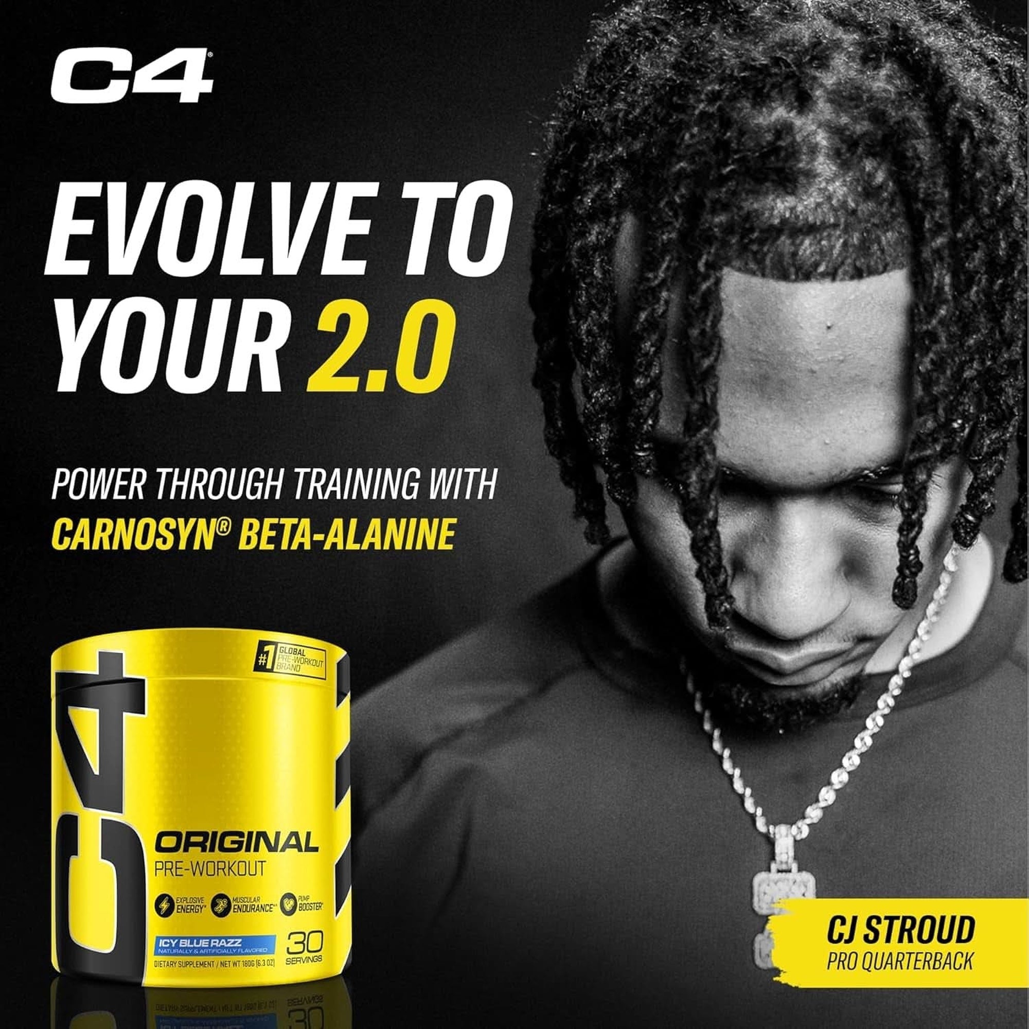 Cellucor C4 Original Pre Workout Powder ICY Blue Razz - Vitamin C for Immune Support - Sugar Free Preworkout Energy for Men & Women - 150Mg Caffeine plus Beta Alanine plus Creatine - 30 Servings