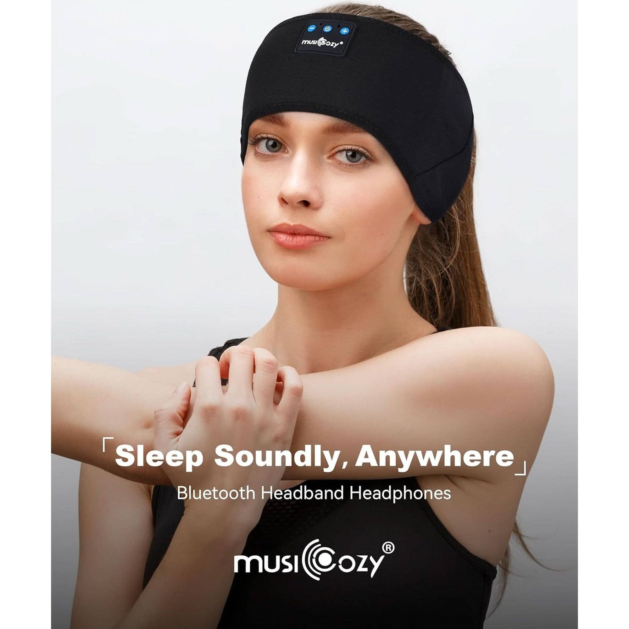 MUSICOZY Sleep Headphones Bluetooth 5.2 Headband, Sports Wireless Earphones Sweat Resistant Earbuds with Ultra-Thin HD Stereo Speaker for Workout Running Cool Gadgets Unique Gifts