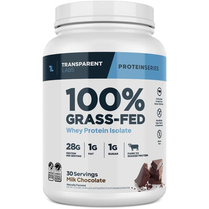 Transparent Labs Grass-Fed Whey Protein Isolate - Natural Flavor, Gluten Free Whey Protein Powder W/ 28G of Protein per Serving & 9 Essential Amino Acids - 30 Servings, Chocolate Peanut Butter