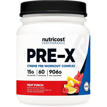 Nutricost Pre-X Xtreme Pre-Workout Complex Powder, Blue Raspberry, 60 Servings, Vegetarian, Non-Gmo and Gluten Free