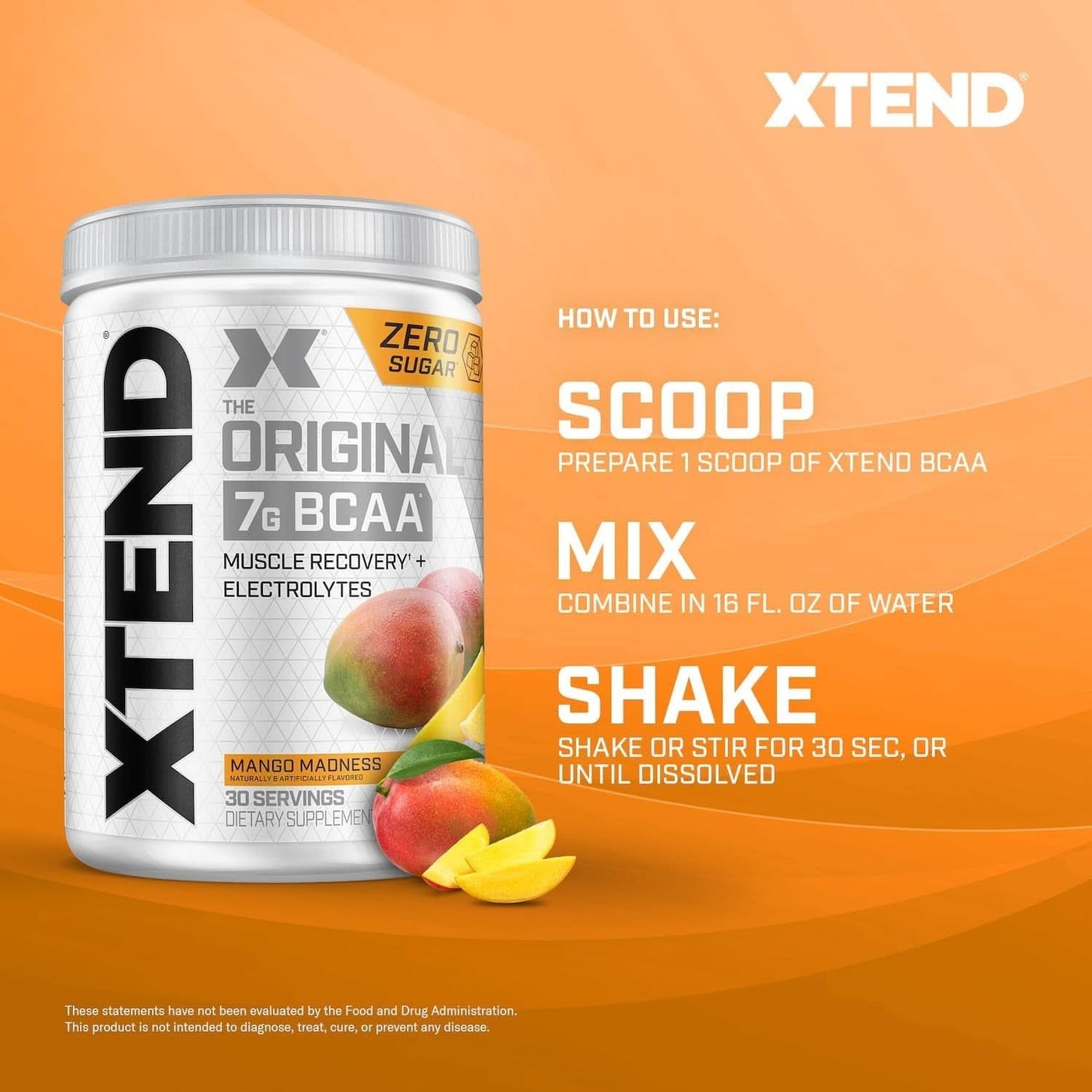 Xtend XTEND Original BCAA Powder 7G BCAA and 2.5G L-Glutamine, Sugar Free Post Workout Muscle Recovery Drink with Amino Acids for Men & Women, 30 Servings