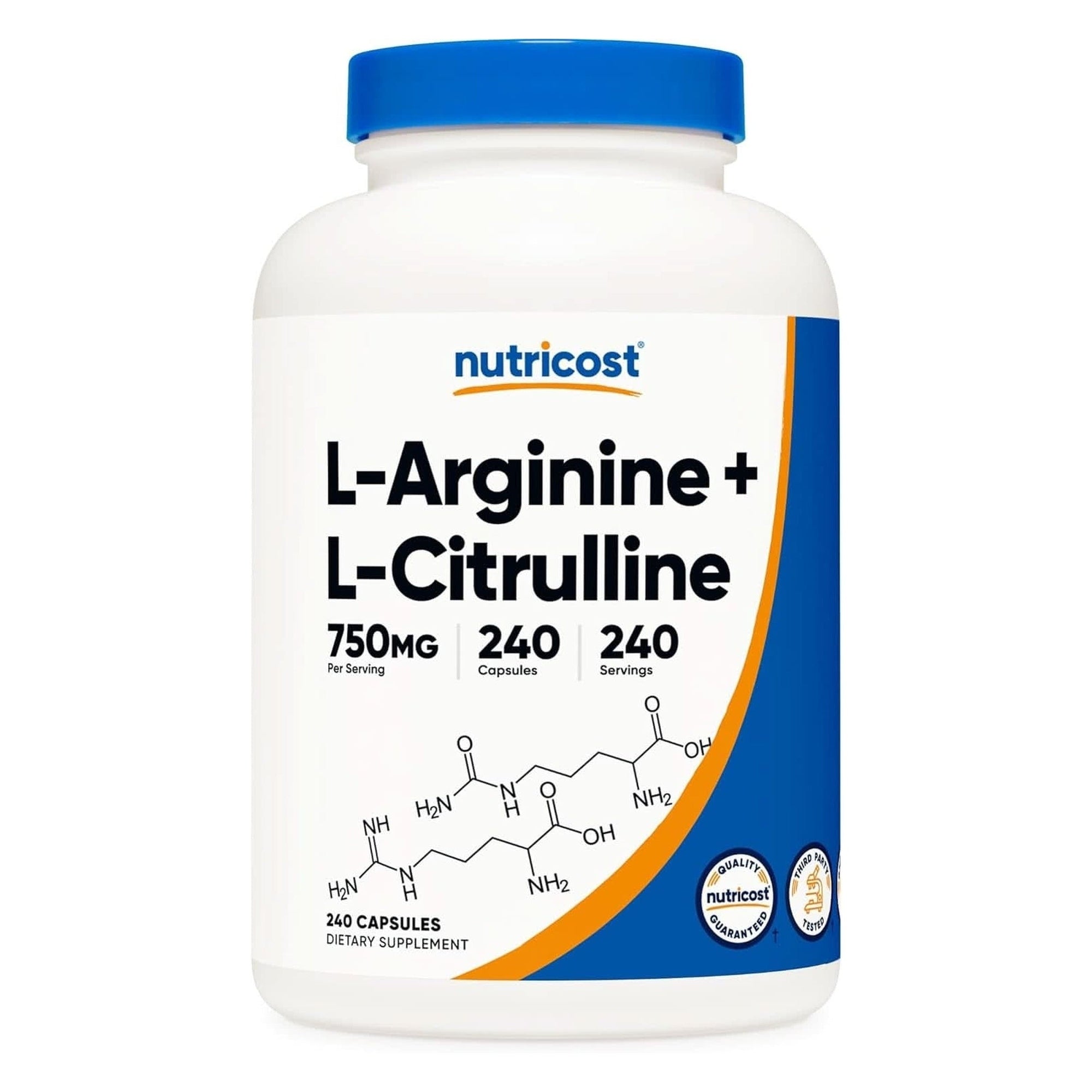 Nutricost L-Arginine L-Citrulline Complex 750Mg, 240 Capsules - Non-Gmo