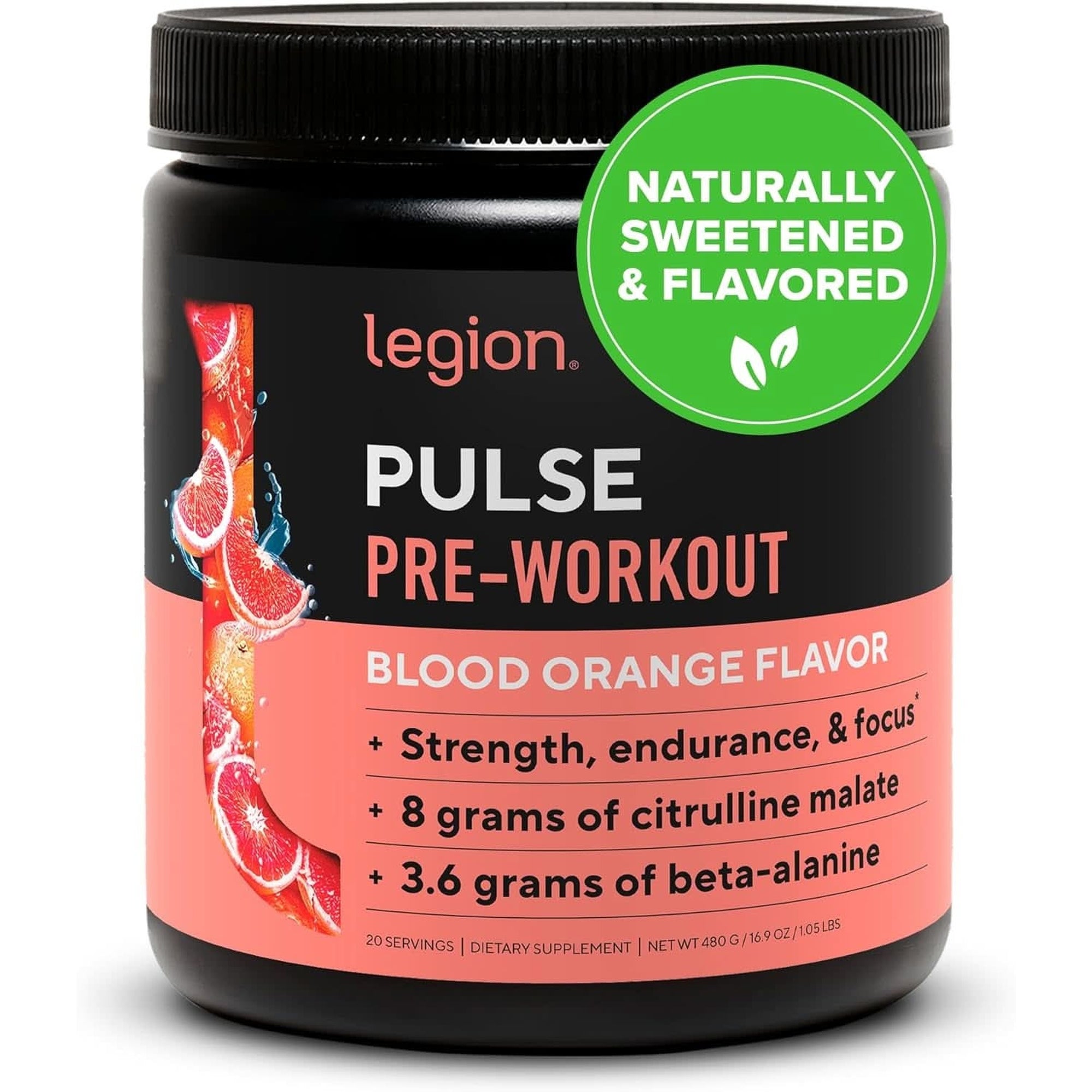 LEGION Pulse Pre Workout Supplement - All Natural Nitric Oxide Preworkout Drink to Boost Energy, Creatine Free, Naturally Sweetened, Beta Alanine, Citrulline, Alpha GPC (Fruit Punch)