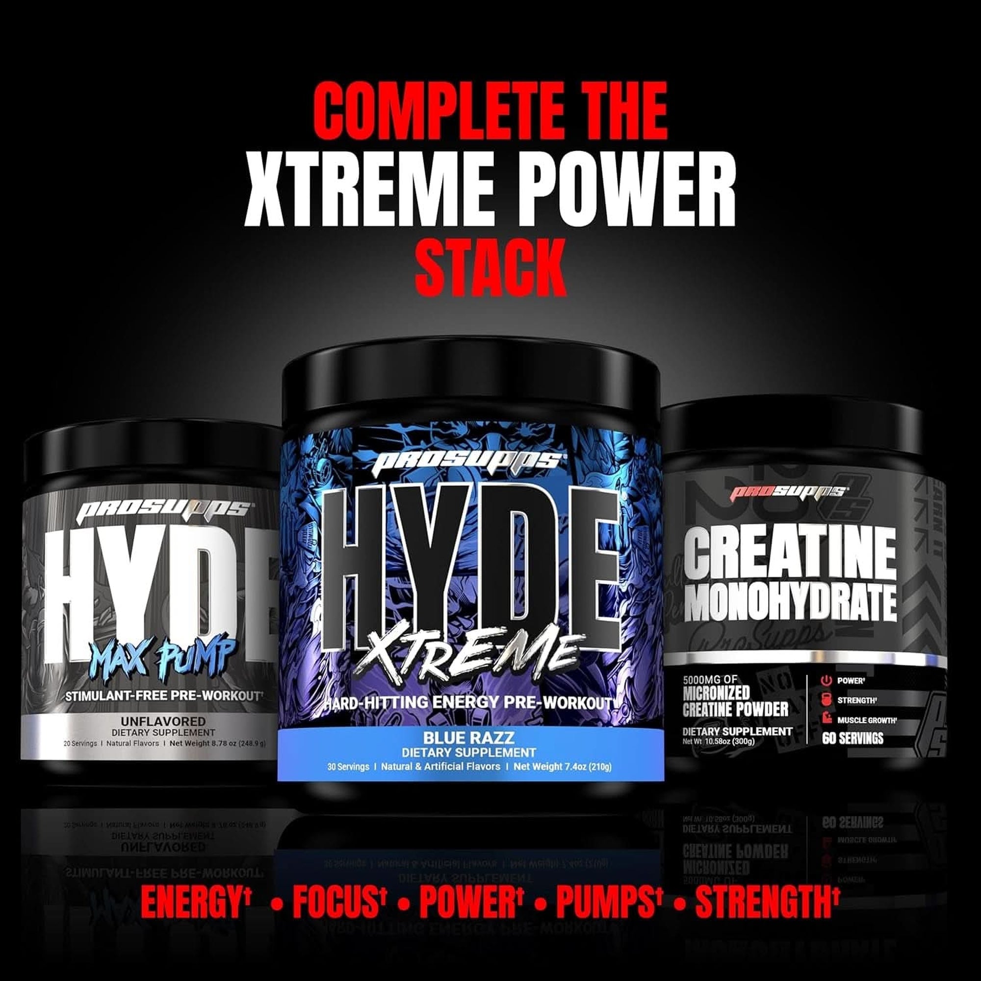 PROSUPPS® Mr. Hyde® Xtreme Pre-Workout Powder Energy Drink - Intense Sustained Energy, Pumps & Focus with Beta Alanine, Creatine & Nitrosigine, (30 Servings, Watermelon Rush)