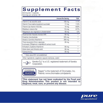 Pure Encapsulations Mitochondria-Atp - Mitochondrial Support - ATP Production Aid* - with Vitamin C, Vitamin E & Thiamin - Antioxidant Support - 120 Capsules