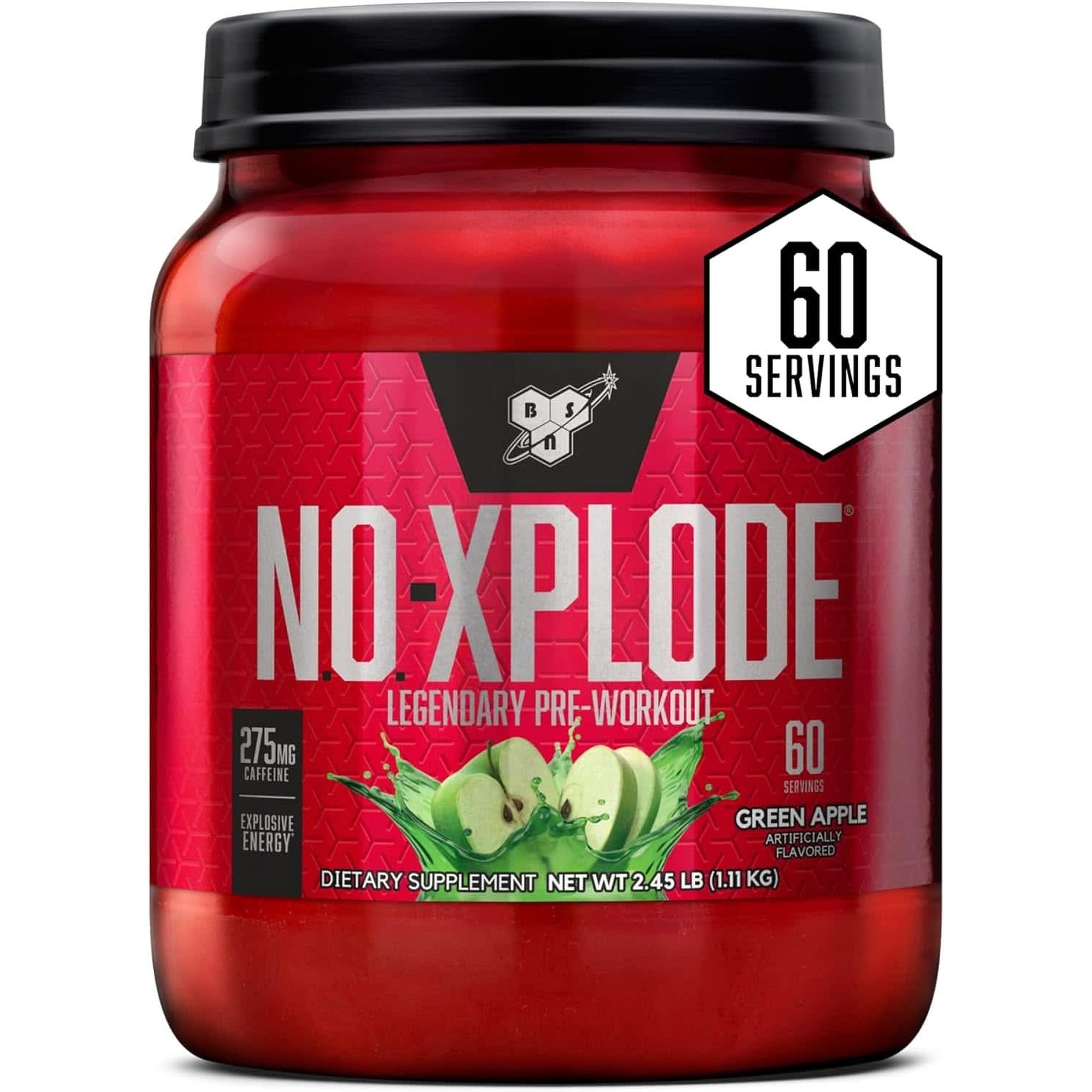 BSN N.O.-XPLODE Pre Workout Supplement with Creatine, Beta-Alanine, and Energy, Flavor: Fruit Punch, 60 Servings