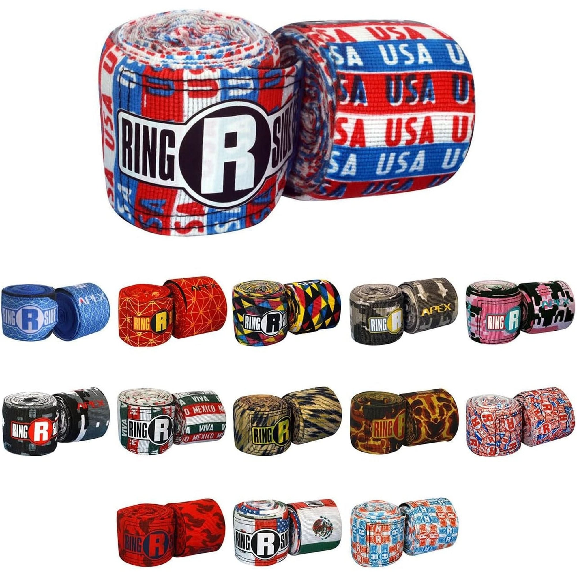 Ringside Apex 130” Boxing Hand Wraps Pair - Durable, Elastic Training Wraps with Hook & Loop Closure, Multi-Color Options, Perfect for MMA, Muay Thai, Kickboxing