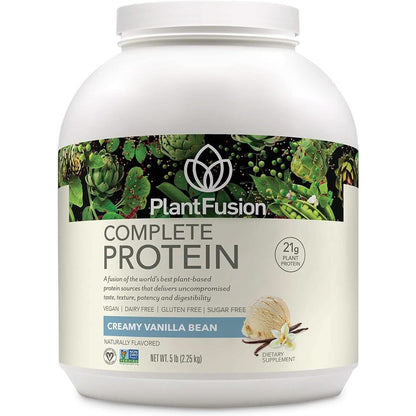 Plantfusion Complete Vegan Protein Powder - Plant Based Protein Powder with Bcaas, Digestive Enzymes and Pea Protein - Keto, Gluten Free, Soy Free, Non-Dairy, No Sugar, Non-Gmo - Vanilla Bean 2 Lb