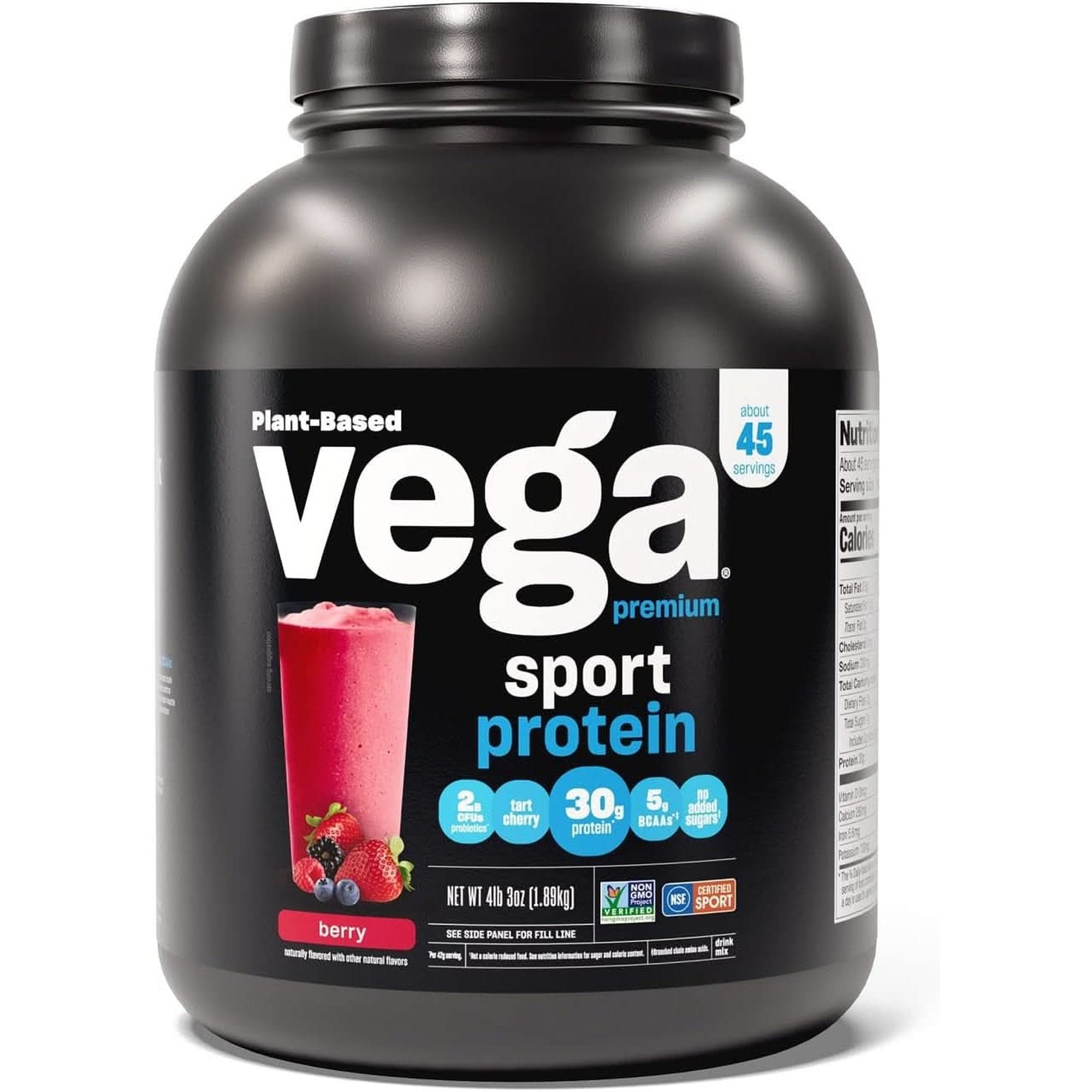 Vega Sport Premium Vegan Protein Powder Chocolate(45 Servings) 30G Plant Based Protein,5G Bcaas,Dairy Free,Gluten Free,Non Gmo,Pea Protein for Women and Men,4Lbs 5.9Oz(Packaging May Vary)