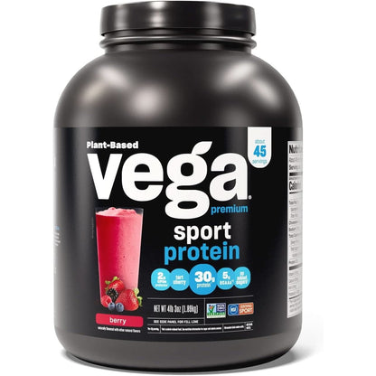 Vega Sport Premium Vegan Protein Powder Chocolate(45 Servings) 30G Plant Based Protein,5G Bcaas,Dairy Free,Gluten Free,Non Gmo,Pea Protein for Women and Men,4Lbs 5.9Oz(Packaging May Vary)