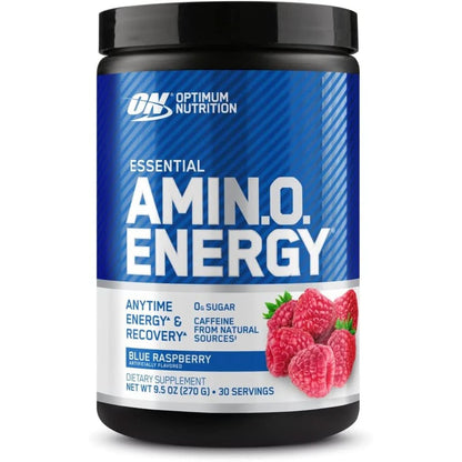 Optimum Nutrition Amino Energy - Pre Workout with Green Tea, BCAA, Amino Acids, Keto Friendly, Green Coffee Extract, Energy Powder - Blue Raspberry, 30 Servings (Packaging May Vary)