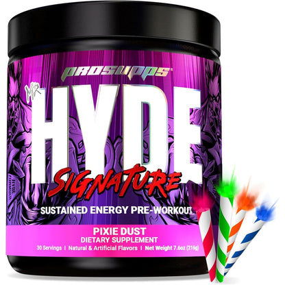 PROSUPPS Mr. Hyde Signature Pre Workout with Creatine, Beta Alanine, Teacrine and Caffeine for Sustained Energy, Focus Pumps - Pre-Workout Energy Drink Men Women (Blue Razz, 30 Servings)