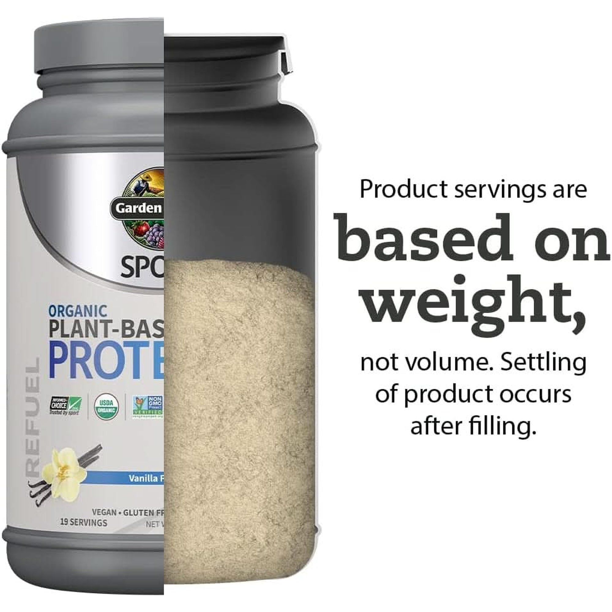 Organic Vegan Protein Powder, Vanilla Protein Powder with Probiotics, Bcaas, 30G Plant Protein, NSF Certified, Gluten Free & Sport, Non GMO, Garden of Life Sport Protein Powder - 19 Servings