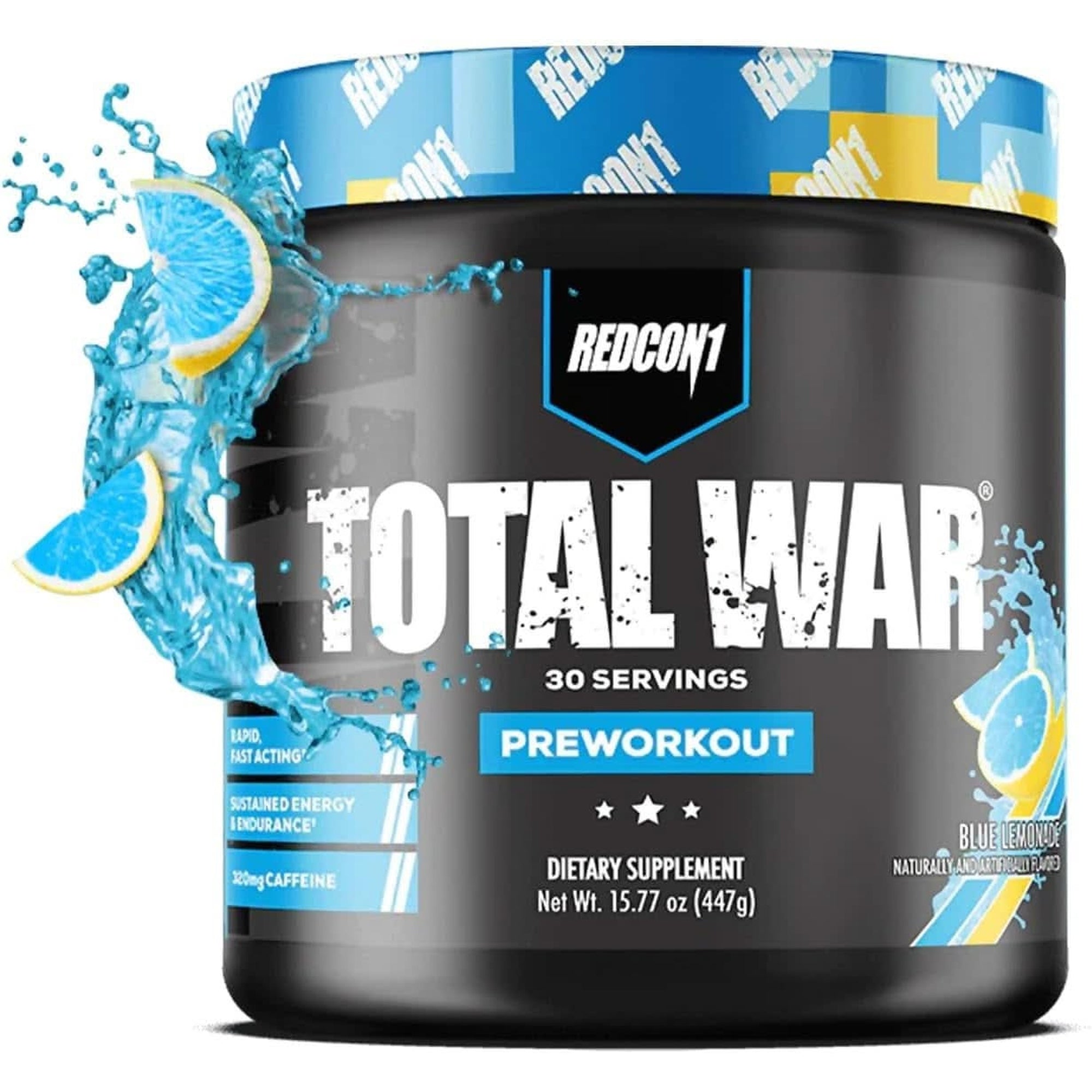 REDCON1 Total War Preworkout - Contains 320Mg of Caffeine from Green Tea, Juniper & Beta Alanine - Pre Work Out with Amino Acids to Increase Pump, Energy + Endurance (Rainbow Candy, 30 Servings)