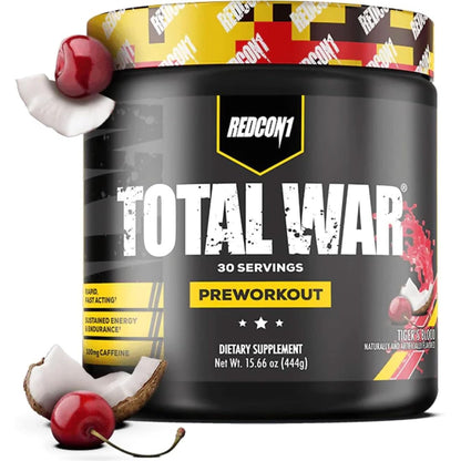 REDCON1 Total War Preworkout - Contains 320Mg of Caffeine from Green Tea, Juniper & Beta Alanine - Pre Work Out with Amino Acids to Increase Pump, Energy + Endurance (Rainbow Candy, 30 Servings)