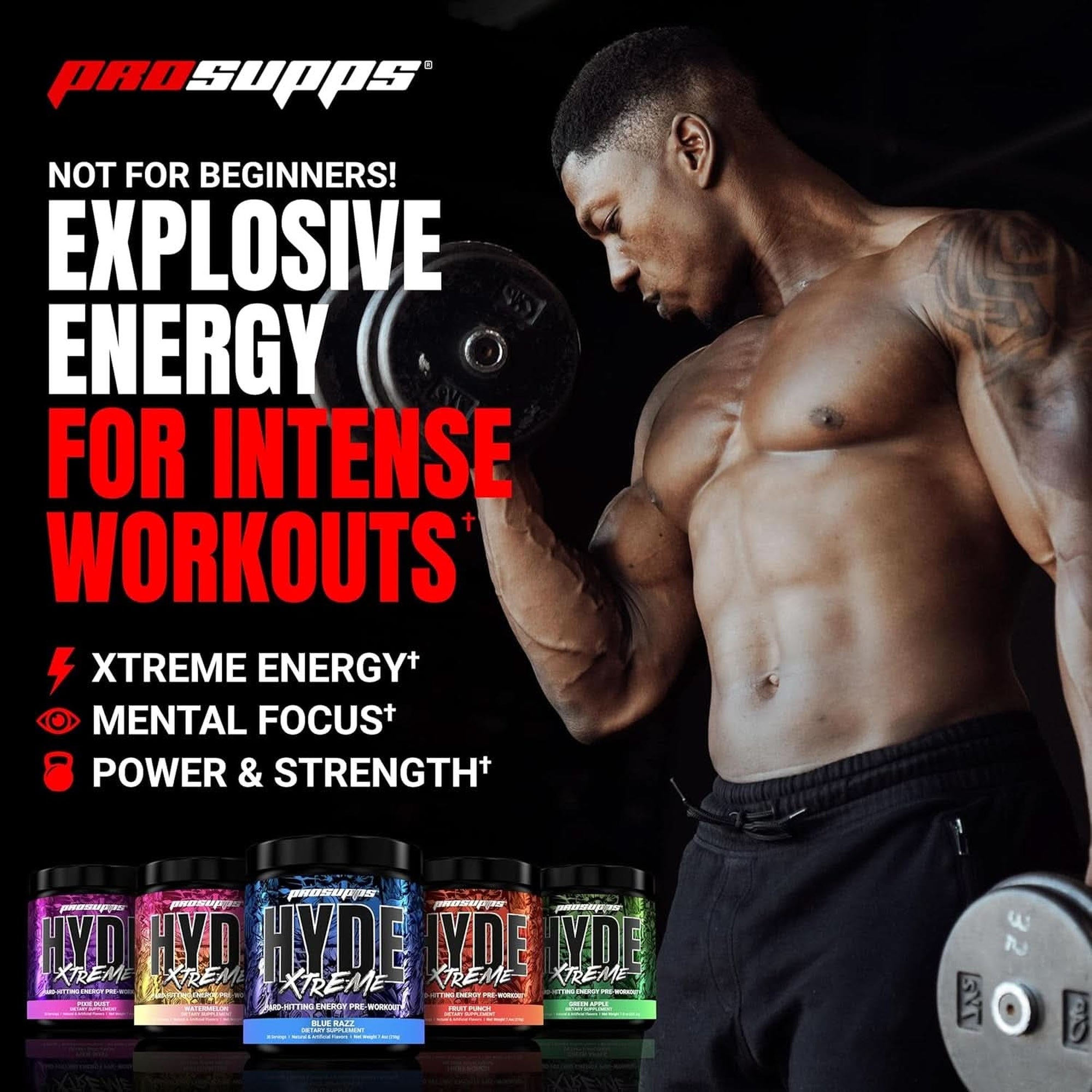 PROSUPPS® Mr. Hyde® Xtreme Pre-Workout Powder Energy Drink - Intense Sustained Energy, Pumps & Focus with Beta Alanine, Creatine & Nitrosigine, (30 Servings, Watermelon Rush)