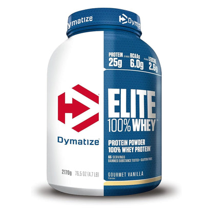 Dymatize Elite 100% Whey Protein Powder, 25G Protein, 5.5G Bcaas & 2.7G L-Leucine, Quick Absorbing & Fast Digesting for Optimal Muscle Recovery, Gourmet Vanilla, 5 Pound, 67 Servings