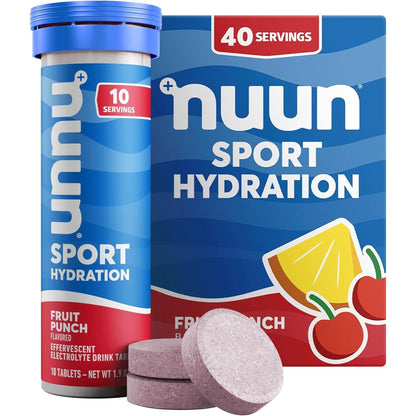 Nuun Sport Electrolyte Tablets - Dissolvable in Water, Mixed Flavors | 5 Essential Electrolytes for Hydration | 1G Sugar Drink Mix | Vegan, Non-Gmo | 4 Pack (40 Total Servings)