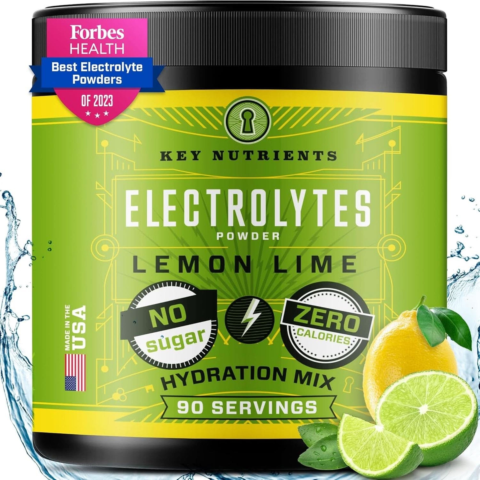 KEY NUTRIENTS Multivitamin Electrolytes Powder No Sugar - Sweet Blue Raspberry Electrolyte Powder - Endurance & Energy Supplement - Hydration Powder - No Calories - 90 Servings - Made in USA