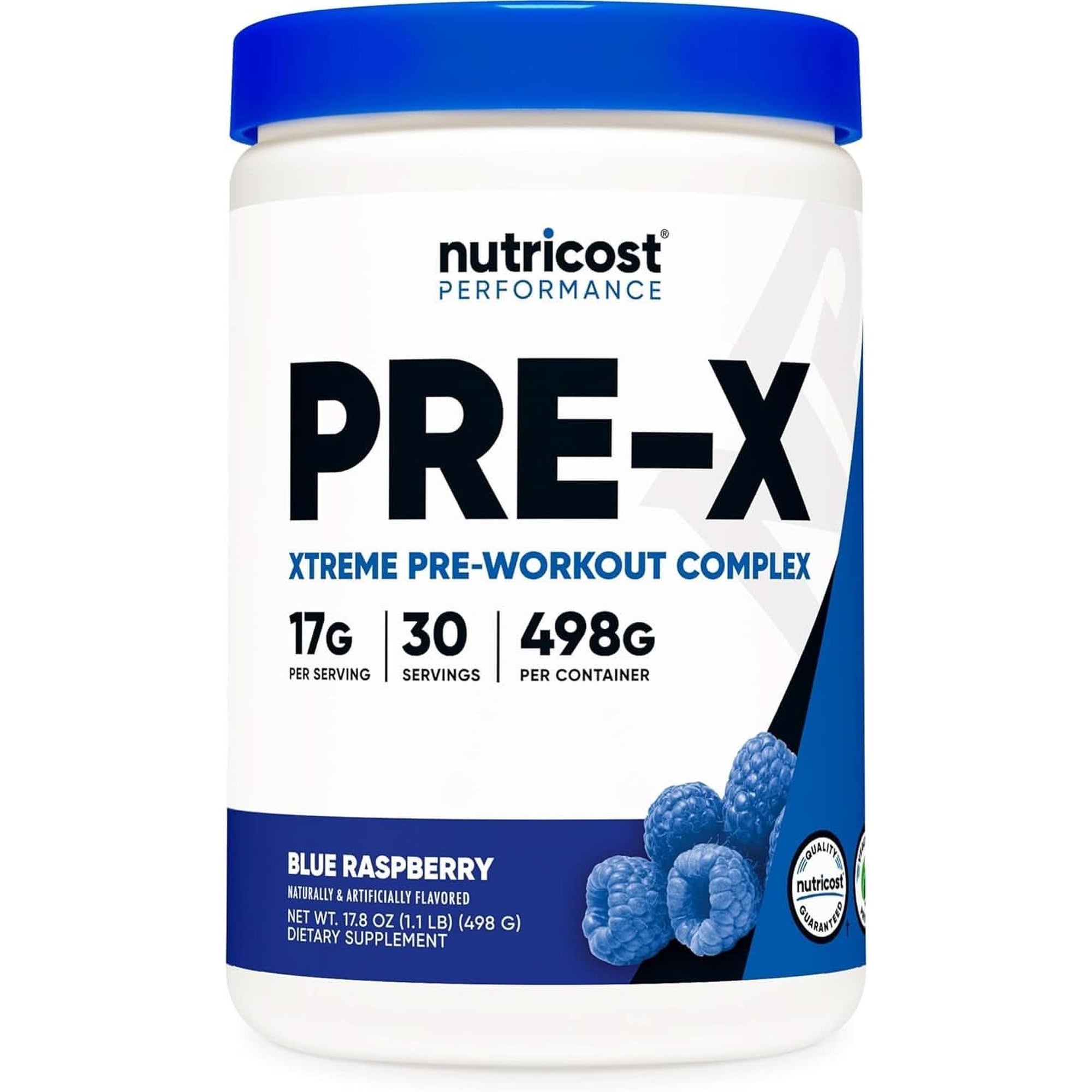 Nutricost Pre-X Xtreme Pre-Workout Complex Powder, Blue Raspberry, 60 Servings, Vegetarian, Non-Gmo and Gluten Free