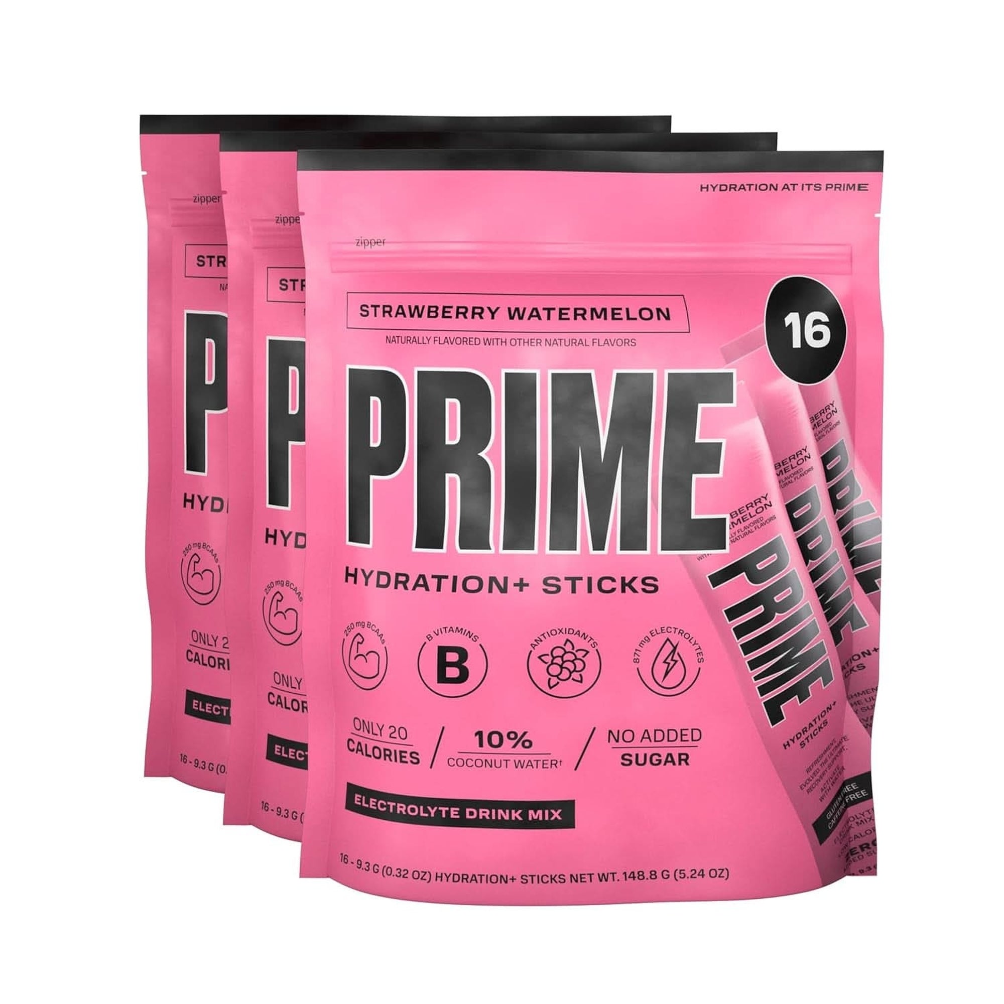 PRIME HYDRATION+ Sticks VARIETY PACK | Hydration Powder Single Serve Sticks | Electrolyte Powder on the Go | Low Sugar | Caffeine-Free | Vegan | 30 Sticks