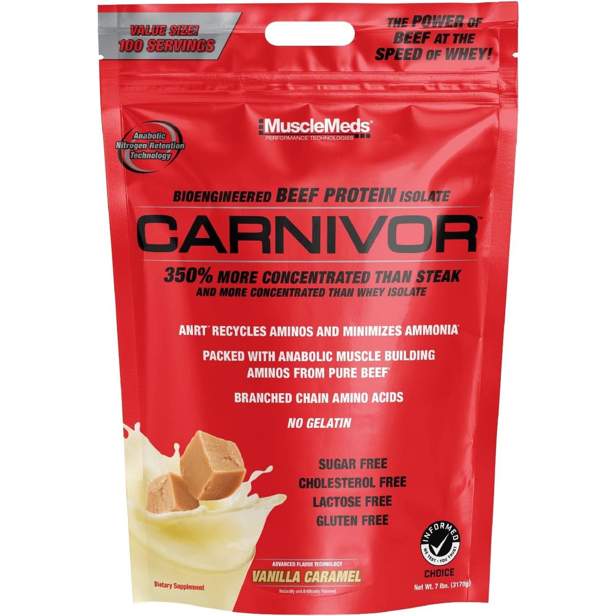 Musclemeds Carnivor Beef Protein Isolate Powder, Chocolate Peanut Butter, 4.14 Pound