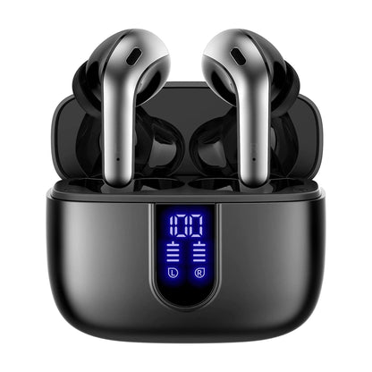 TAGRY Bluetooth Headphones True Wireless Earbuds 60H Playback LED Power Display Earphones with Wireless Charging Case IPX5 Waterproof In-Ear Earbuds with Mic for TV Smart Phone Laptop Computer Sports