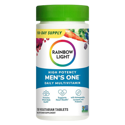 Rainbow Light Mens One High Potency Daily Multivitamin, Vegetarian, 150 Ct., Package May Vary