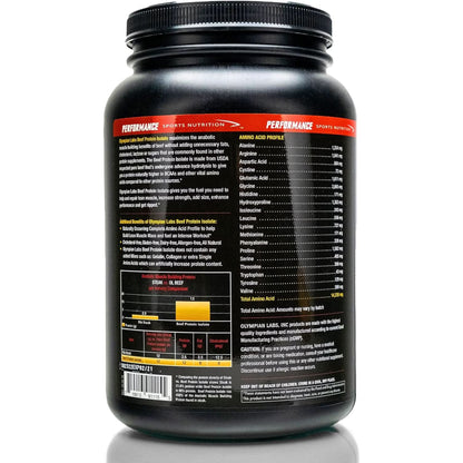 Olympian Labs Beef Protein Isolate, 24G Protein, BST Free, Macro-Micro Nutrient Friendly, Bioavailable, 32 Ounces, Chocolate