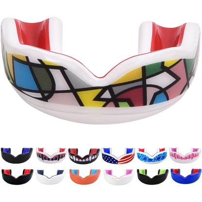 Sports Youth Mouth Guard for Kids USA Flag & Fangs & 20 Best Colors to Choose From - Youth Mouthguard Football, MMA, Karate, Flag Football, Rugby, Boxing, BJJ /W Case Youth, Strapless