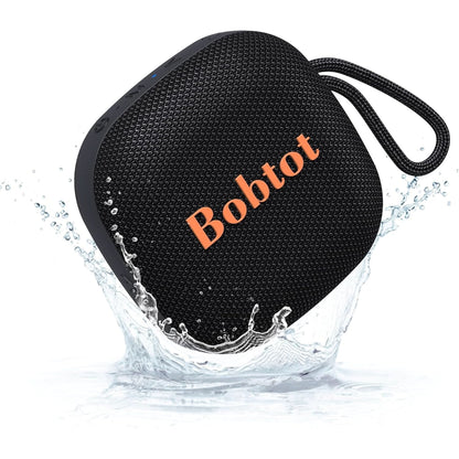 Bobtot Portable Bluetooth Speakers Wireless Speaker - Waterproof Mini Shower Speaker with 16 Hours Playtime, Loud Stereo Sound, Rich Bass, TWS, Built-In Mic for Home Travel Sport, Black