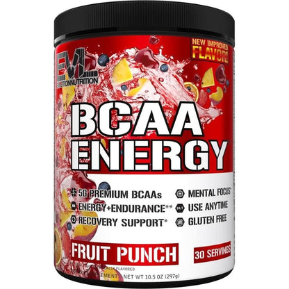 EVL Bcaas Amino Acids Powder - BCAA Energy Pre Workout Powder for Muscle Recovery Lean Growth and Endurance - Rehydrating BCAA Powder Post Workout Recovery Drink with Natural Caffeine - Furious Grape